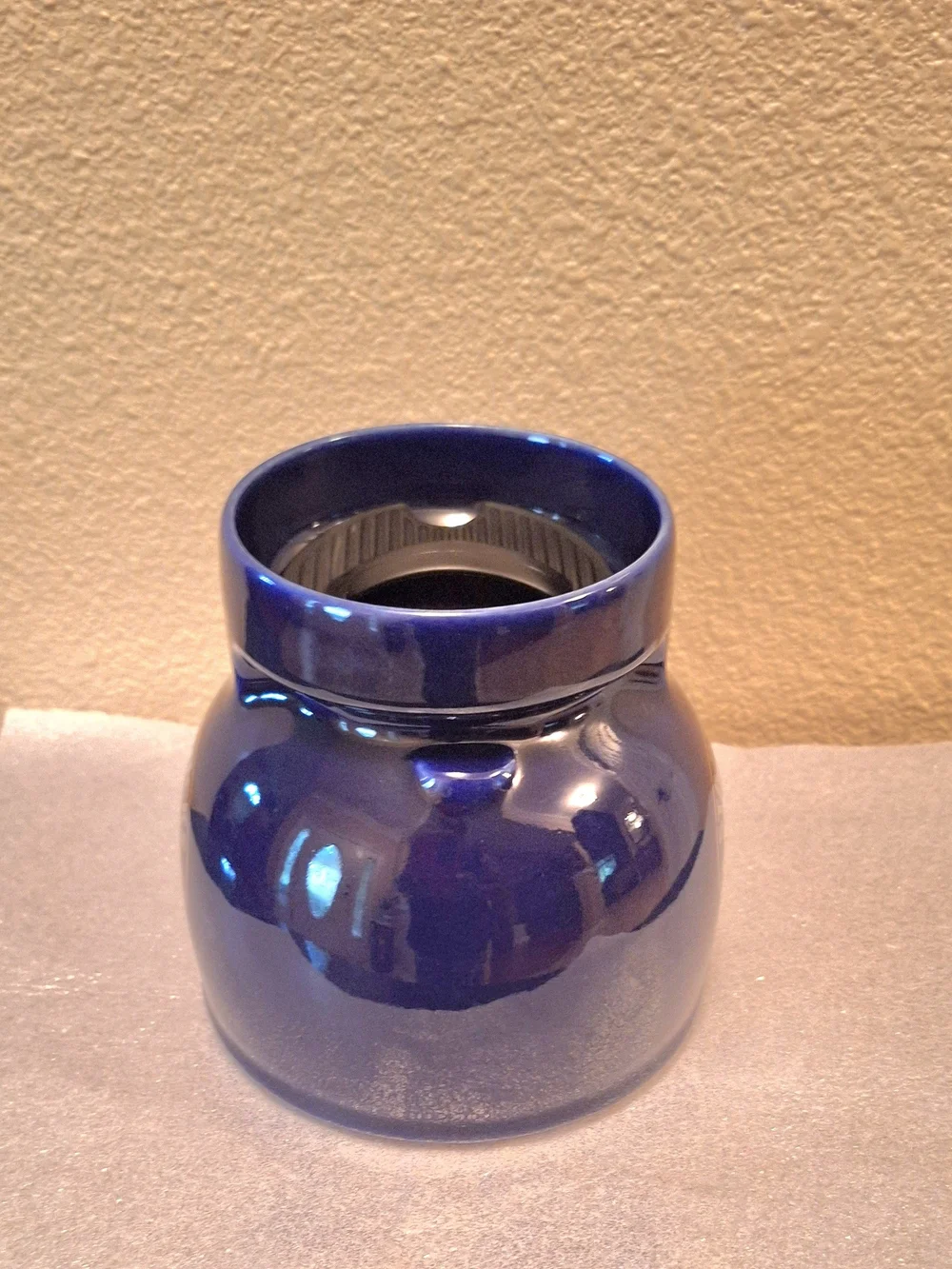 Vintage Starbucks Blue FAT Boy Travel Mug & Lid. Ceramic With Gold Logo